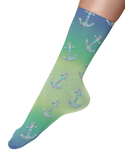 Anchors Away Crew Socks, Blue, Green