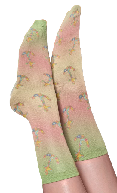 Anchors Away Crew Socks, Orange, Green