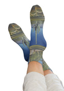 Cactus Crew Socks, Green Blue
