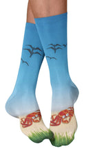 Crab on the Beach Crew Socks, Blue