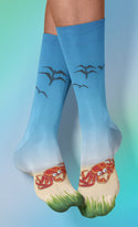 Crab on the Beach Crew Socks, Blue