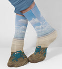 Crab on the Boardwalk Crew Socks, Tan, Blue
