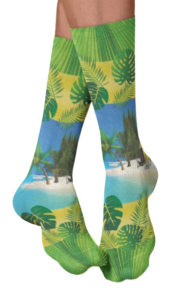 Feel the Breeze Crew Socks, Yellow, Green
