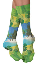 Feel the Breeze Crew Socks, Yellow, Green