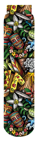 Hawaiian Spirit Crew Socks, Red, Green, Orange, Tan