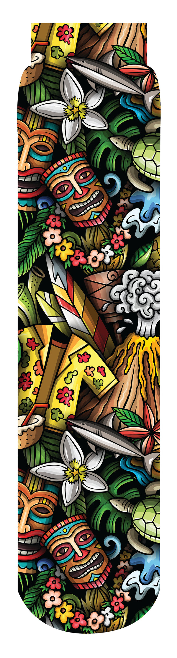Hawaiian Spirit Crew Socks, Red, Green, Orange, Tan