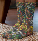 Hawaiian Spirit Crew Socks, Red, Green, Orange, Tan