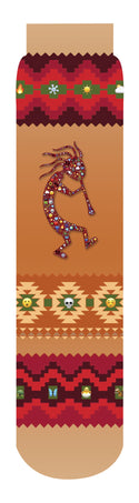 Kokopelli Crew Socks, Rust, Tan, Bronze