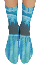 Manatee Crew Socks, Aqua, Blue