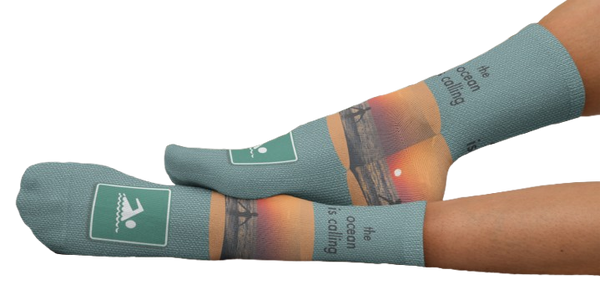 The Ocean is Calling Crew Socks, Green
