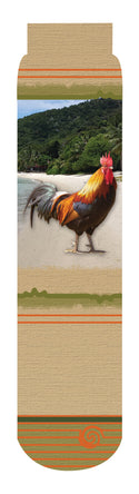 Rooster Crew Socks, Tan, Green