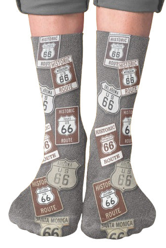 Route 66 Crew Socks, Black