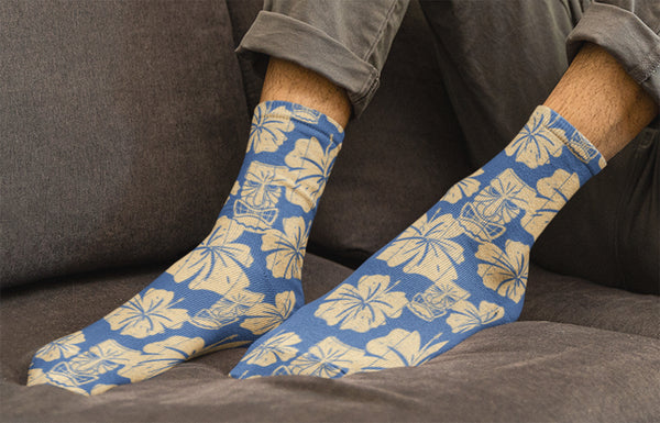 Tiki Fever Socks Crew Socks, Blue