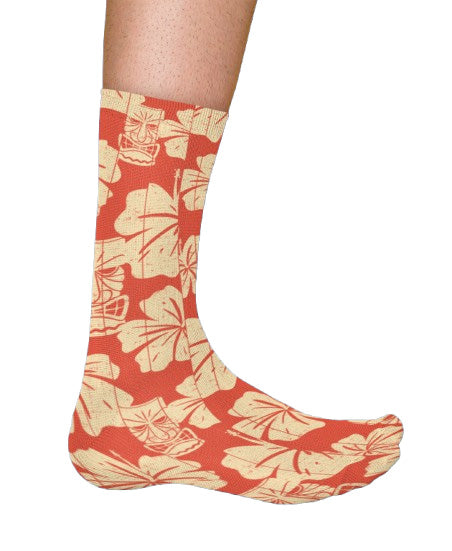 Tiki Fever Socks Crew Socks, Red