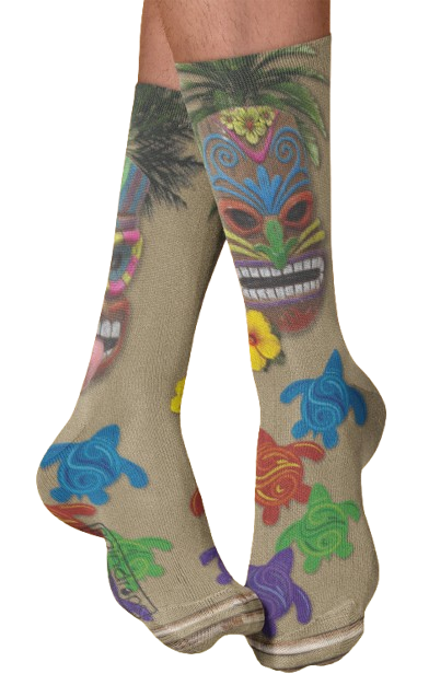 Tiki Socks Crew Socks, Tan, Multi