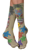 Tiki Socks Crew Socks, Tan, Multi