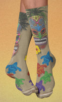 Tiki Socks Crew Socks, Tan, Multi