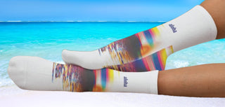 Aloha  Sunset Crew Socks, White
