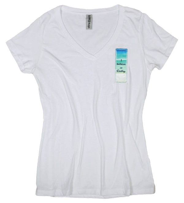 Ripped Rags Beach "I Believe in Destiny" Women's V-neck T-shirt