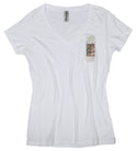 Ripped Rags Books "Education can Change the World" Women's V-neck T-shirt, White, Athletic Grey, Black