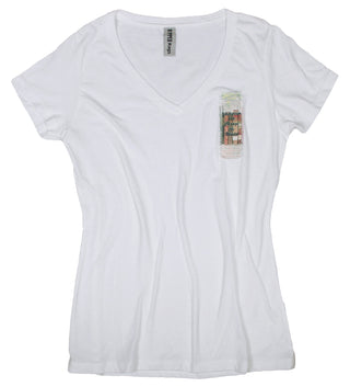 Buy womens-white-v-neck Ripped Rags Books "Education can Change the World" Women's V-neck T-shirt, White, Athletic Grey, Black