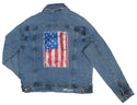 Ripped Rags Bruised Not Broken Women's Distressed Denim Jacket, Medium Blue
