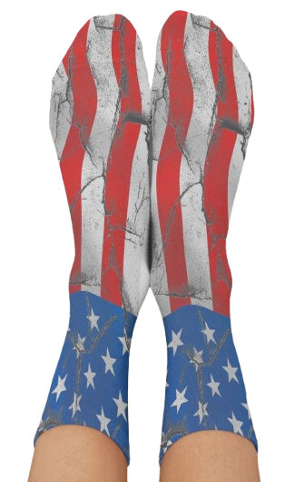 Bruised Not Broken Crew Socks, Red, White, Blue