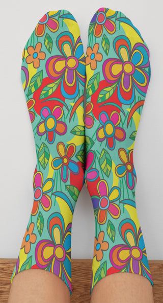 Crazy Daisies Crew Socks, Multi