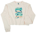Ripped Rags Dolphin Pod Women's Cropped Sweatshirt, Sage, Bone, Blush