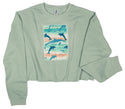 Ripped Rags Dolphin Pod Women's Cropped Sweatshirt, Sage, Bone, Blush