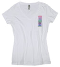 Ripped Rags Dove "Forgiveness can Change the World"  Women's V-neck T-shirt, Hot Pink, Purple, White