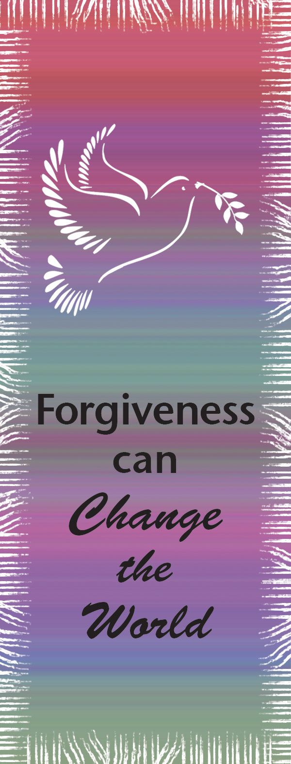 Ripped Rags Dove "Forgiveness can Change the World"  Women's V-neck T-shirt, Hot Pink, Purple, White
