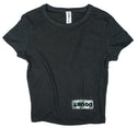 Ripped Rags Driftwood Overturn "Doubt" Women's Cropped Baby T-shirt, White, Athletic Grey, Black