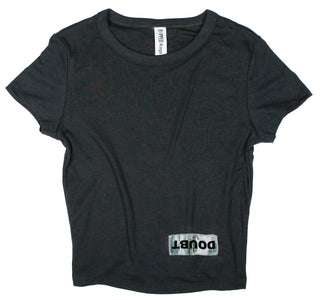 Buy womens-black-crop-top Ripped Rags Driftwood Overturn "Doubt" Women's Cropped Baby T-shirt, White, Athletic Grey, Black