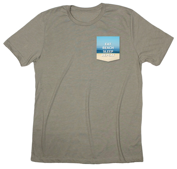 "Eat Beach Sleep Repeat" Pocket T-shirt