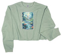 Ripped Rags Fantasy River Patch Women's Cropped Sweatshirt, Athletic Grey, Blush, Sage
