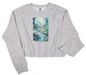 Ripped Rags Fantasy River Patch Women's Cropped Sweatshirt, Athletic Grey, Blush, Sage