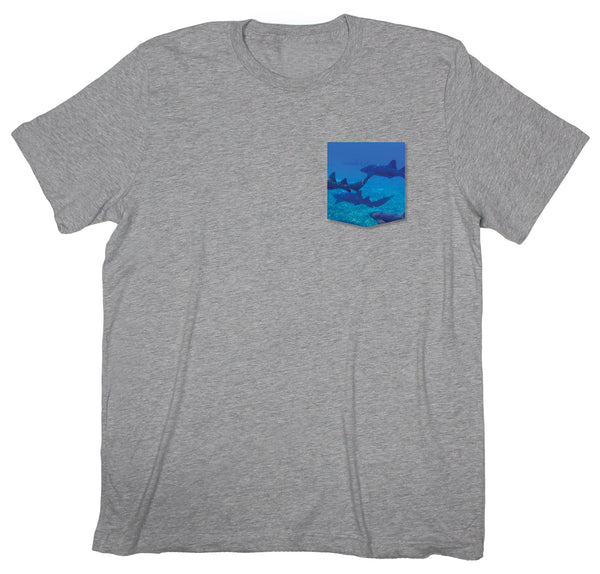 Feeding Time Sharks Pocket T-shirt