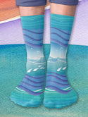 Feel the Waves Crew Socks, Blue