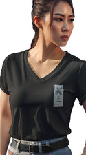Ripped Rags Gecko "Be Wild for a While" Women's V-neck T-shirt, Black, Athletic Grey, White