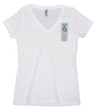 Buy womens-white-v-neck Ripped Rags Gecko "Be Wild for a While" Women's V-neck T-shirt, Black, Athletic Grey, White