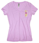 Ripped Rags Heart on Fire "Love"  Women's V-neck T-shirt, Lilac, Raspberry, Black