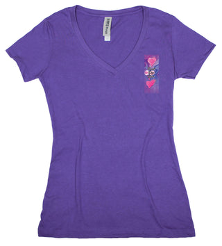 Buy womens-purple-v-neck Ripped Rags Heart&#39;s Delight Women&#39;s Ripped V-neck T-shirt