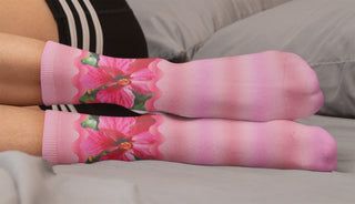 Hibiscus Adoration Crew Socks, Pink