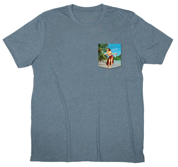 Vintage Hula Girl Pocket T-shirt