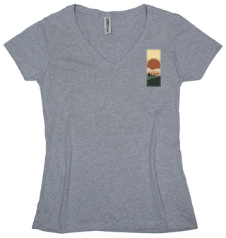 Buy womens-athletic-grey-v-neck Ripped Rags Hushed Sunset "Wild" Women's V-neck T-shirt