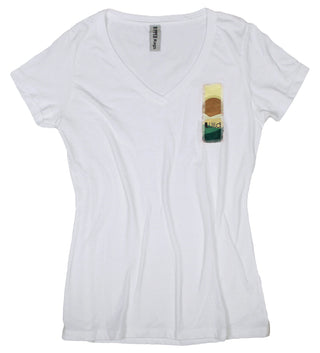 Buy womens-white-v-neck Ripped Rags Hushed Sunset "Wild" Women's V-neck T-shirt