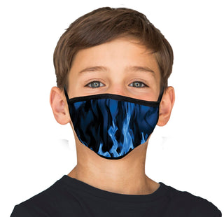 Kids Blue Flames Cool Shield Face Mask