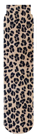 Leopard Crew Socks, Tan, Black