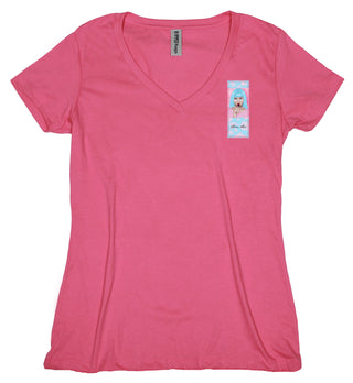 Buy womens-hot-pink-v-neck Lollipop &quot;Love this&quot; Women&#39;s Frayed Patch T-shirt